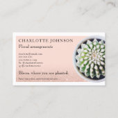 Roos goudglitter florist blush cactus foto visitekaartje (Achterkant)