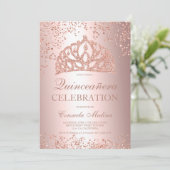 Roos goudglitter foto tiara Quinceañera Kaart (Staand voorkant)