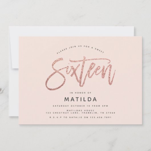 Roos goudglitter foto zoet 16 jaar (Voorkant)