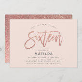 Roos goudglitter foto zoet 16 jaar (Voorkant / Achterkant)