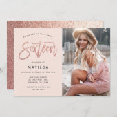 Roos goudglitter foto zoet 16 jaar (Voorkant / Achterkant)