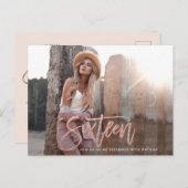 Roos goudglitter foto zoet 16 jaar briefkaart (Voorkant / Achterkant)