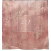 Roos goudglitter girale moderne scheerglazen monog douchegordijn (Voorkant)