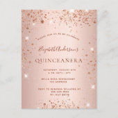 Roos goudglitter glitter glans uitnodiging briefkaart (Voorkant)