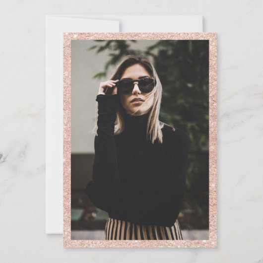 Roos goudglitter-grensscriptfoto Sweet 16 Kaart (Achterkant)