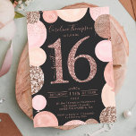 roos goudglitter grijze ballon Sweet 16 foto Kaart<br><div class="desc">Een modern,  chic en elegant roos goud sequent zoete 16 verjaardagsfeestuitnodiging met een moderne 16-typografie met roos goudglitter grijze ballonnen met handbeschilderde pastelzwart roze,  roos gouden glitter,  sequins,  bleke roze clusterballonnen met elegante calligrafie typografie. Voeg je foto achteraan toe. Perfect voor het prinsesthema Sweet 16!</div>