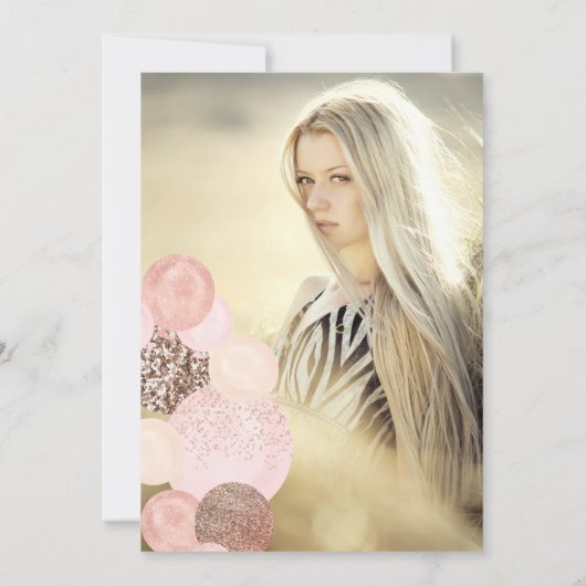 roos goudglitter grijze ballon Sweet 16 foto Kaart (Achterkant)