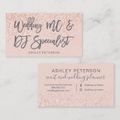 Roos goudglitter grijze wazig roze visitekaartje (Voorkant / Achterkant)