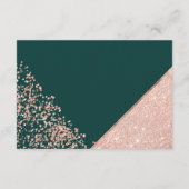 Roos goudglitter groene script avondontvangst informatiekaartje (Achterkant)