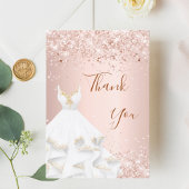 Roos goudglitter jurk glamoureus bedankt! bedankkaart
