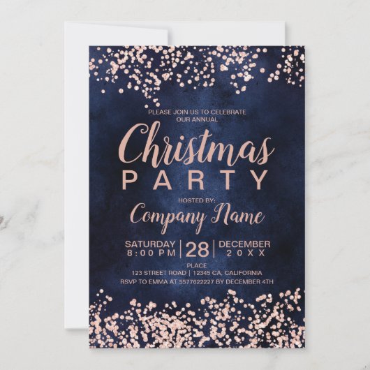 Roos goudglitter - kerstfeest kaart (Voorkant)