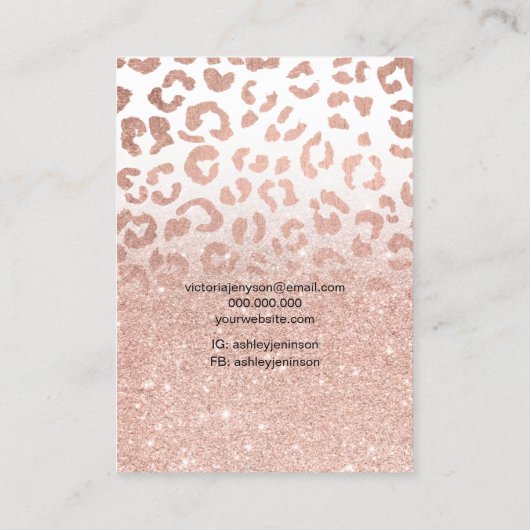 Roos goudglitter-logo-juwelen visitekaartje (Achterkant)