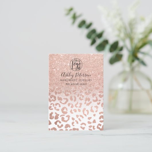 Roos goudglitter-logo-juwelen visitekaartje (Staand voorkant)