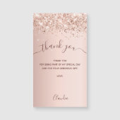 Roos goudglitter luxe bedankt je kaart magnet (Voorkant)