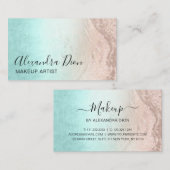Roos goudglitter make-up artiest met mint en koper visitekaartje (Voorkant / Achterkant)
