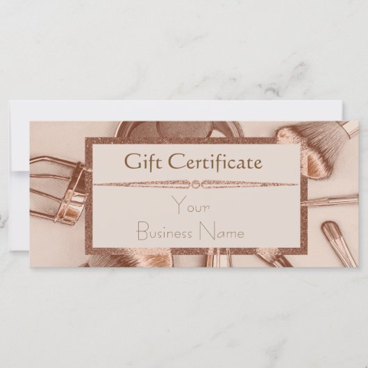 Roos goudglitter make-up salon cadeaubon (Voorkant)