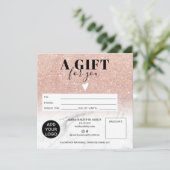 Roos goudglitter marmer cadeaubon logo (Staand voorkant)