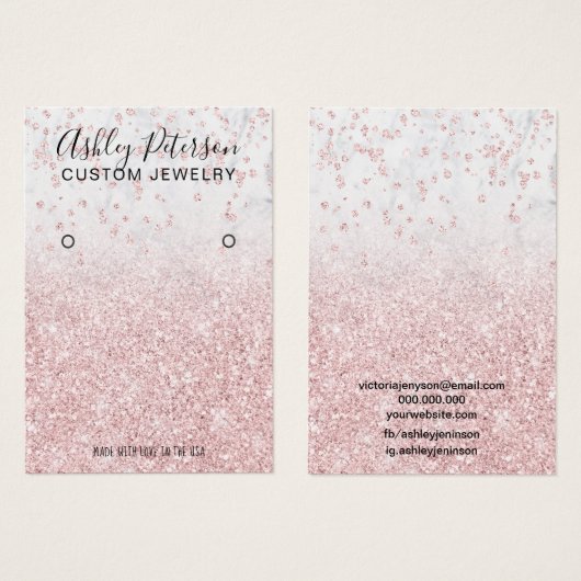 roos goudglitter marmer-keringsscherm visitekaartje (Voorkant /achterkant)