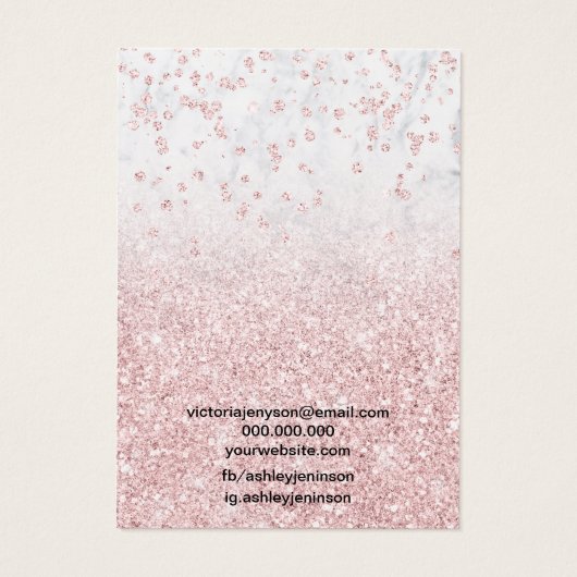 roos goudglitter marmer-keringsscherm visitekaartje (Achterkant)
