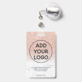 Roos goudglitter marmer logo foto's badge (Achterkant met intrekbare clip)