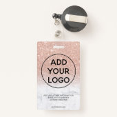Roos goudglitter marmer logo foto's badge (Achterkant met intrekbare)