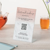 Roos goudglitter marmer mamake-up digitale QR-prij Reclamebord Met Voetstuk (Insitu)