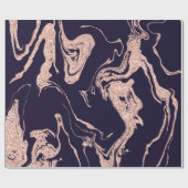 Roos goudglitter marmer marmer blauw cadeaupapier (Vlak)