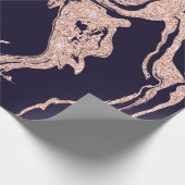 Roos goudglitter marmer marmer blauw cadeaupapier (Hoek)