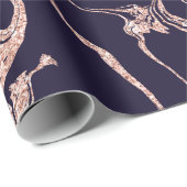 Roos goudglitter marmer marmer blauw cadeaupapier (Rol Hoek)