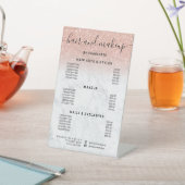 Roos goudglitter marmer marmer make-up salon reclamebord met voetstuk (Insitu)