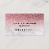 Roos goudglitter-marmer met een bewerkbare trouwer visitekaartje (Achterkant)