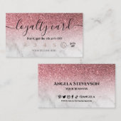 Roos goudglitter-marmer met een bewerkbare trouwer visitekaartje (Voorkant / Achterkant)