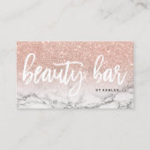 Roos goudglitter-marmer met nest visitekaartje (Voorkant)