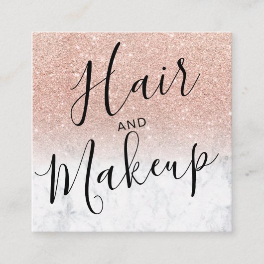 roos goudglitter marmer sociale media vierkante visitekaartje (Voorkant)