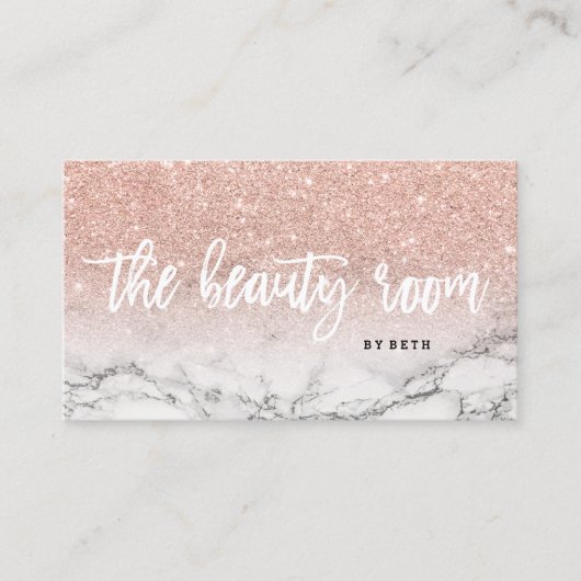 Roos goudglitter-marmer visitekaartje (Voorkant)