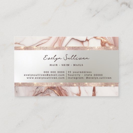 roos goudglitter marmer visitekaartje (Achterkant)