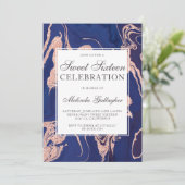 Roos goudglitter marmer zestienmaal kaart (Staand voorkant)