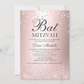 roos goudglitter metalen sparkle Bat Mitzvah Kaart (Voorkant)