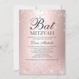 roos goudglitter metalen sparkle Bat Mitzvah Kaart