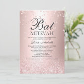 roos goudglitter metalen sparkle Bat Mitzvah Kaart (Staand voorkant)