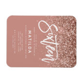 Roos goudglitter modern zoet 16 jaar oud magneet (Horizontaal)