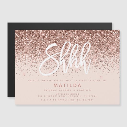 Roos goudglitter moderne verrassing (Voorkant / Achterkant)