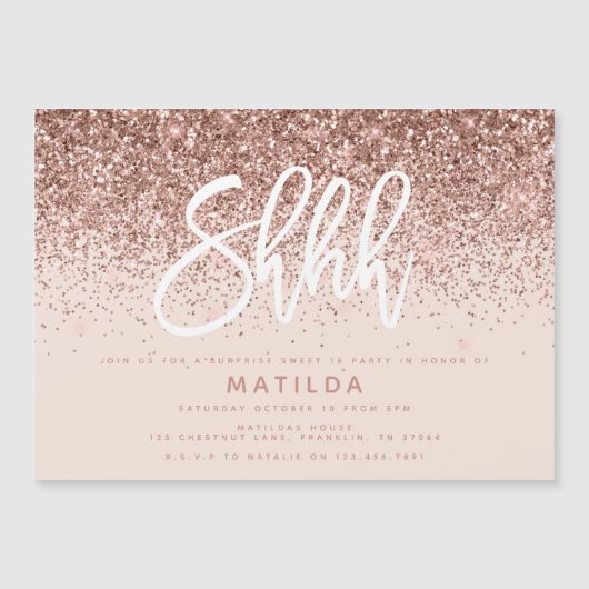 Roos goudglitter moderne verrassing (Voorkant)