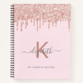 Roos goudglitter-monogram notitieboek (Voorkant)