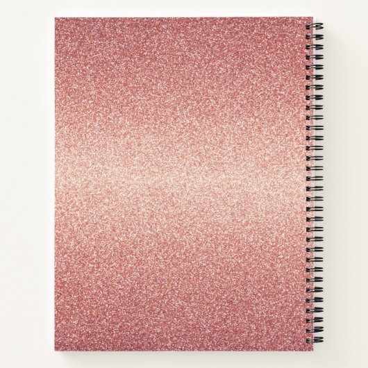 Roos goudglitter-monogram notitieboek (Achterkant)