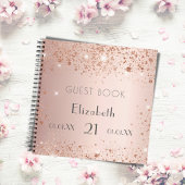 Roos goudglitter-monogram voor bezoekersboek notitieboek