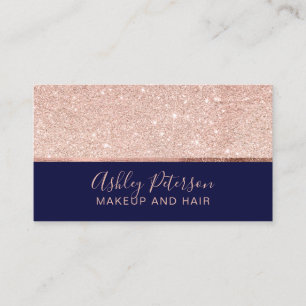 Roos goudglitter navy blauw haar make-up typografi visitekaartje
