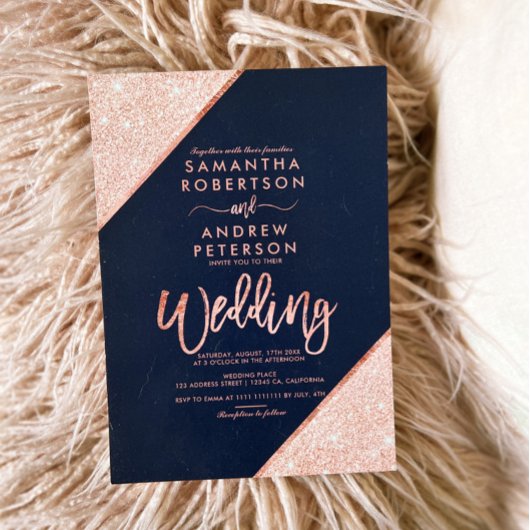 Roos goudglitter navy blue