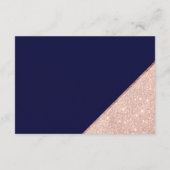 Roos goudglitter navy script trouwrichting informatiekaartje (Achterkant)