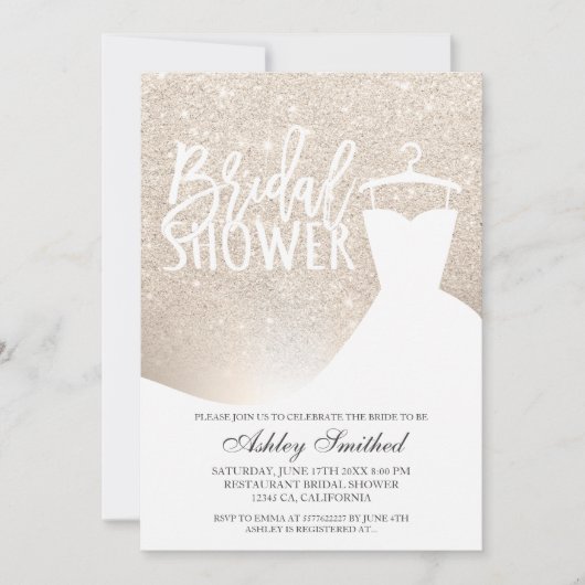 Roos goudglitter ombre foliejurk Vrijgezellenfeest Kaart (Voorkant)